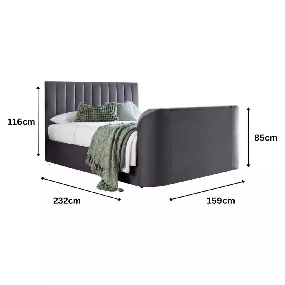 Smart TV Bed Sheldon Kingsize Ottoman TV Bed Frame - Grey