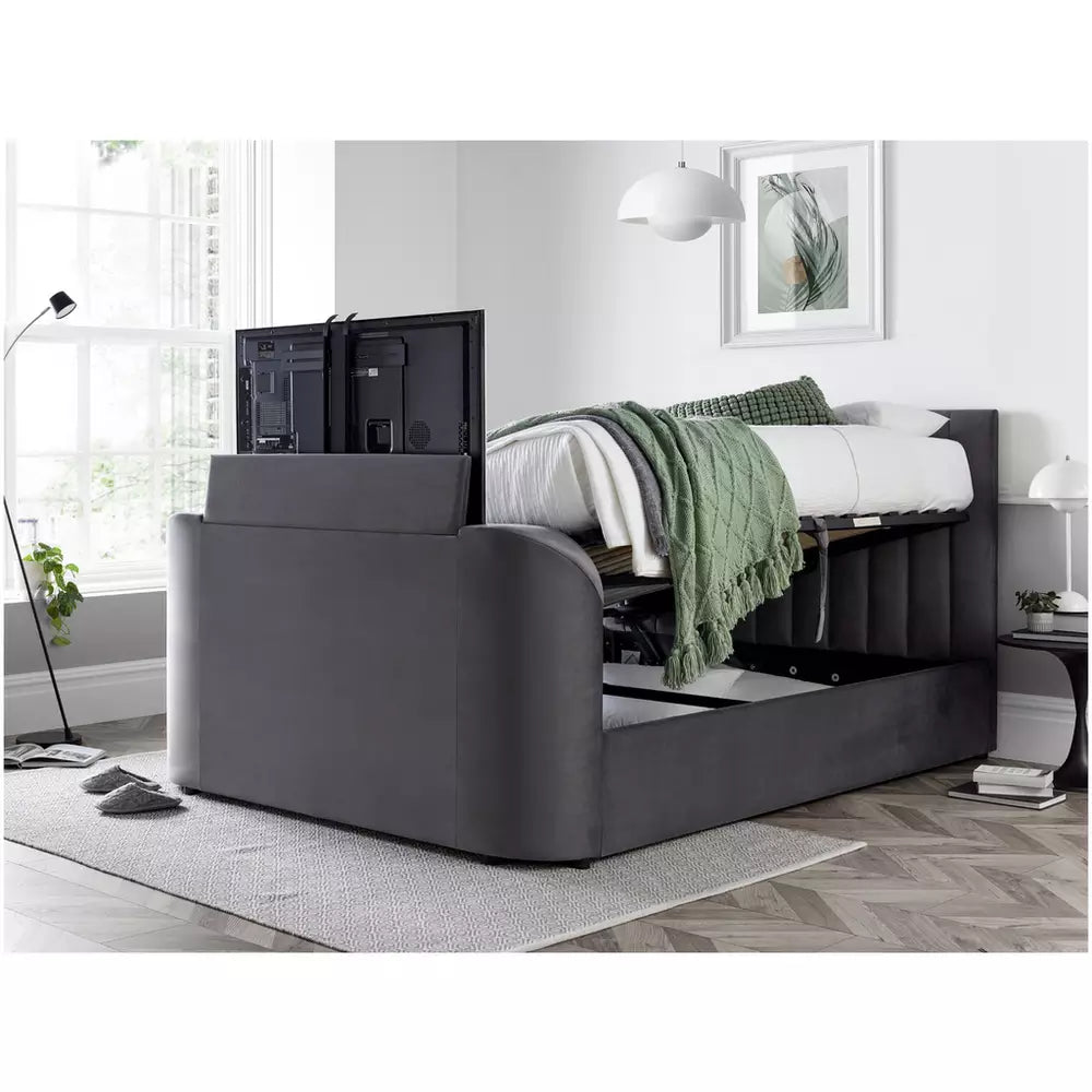 Smart TV Bed Sheldon Kingsize Ottoman TV Bed Frame - Grey