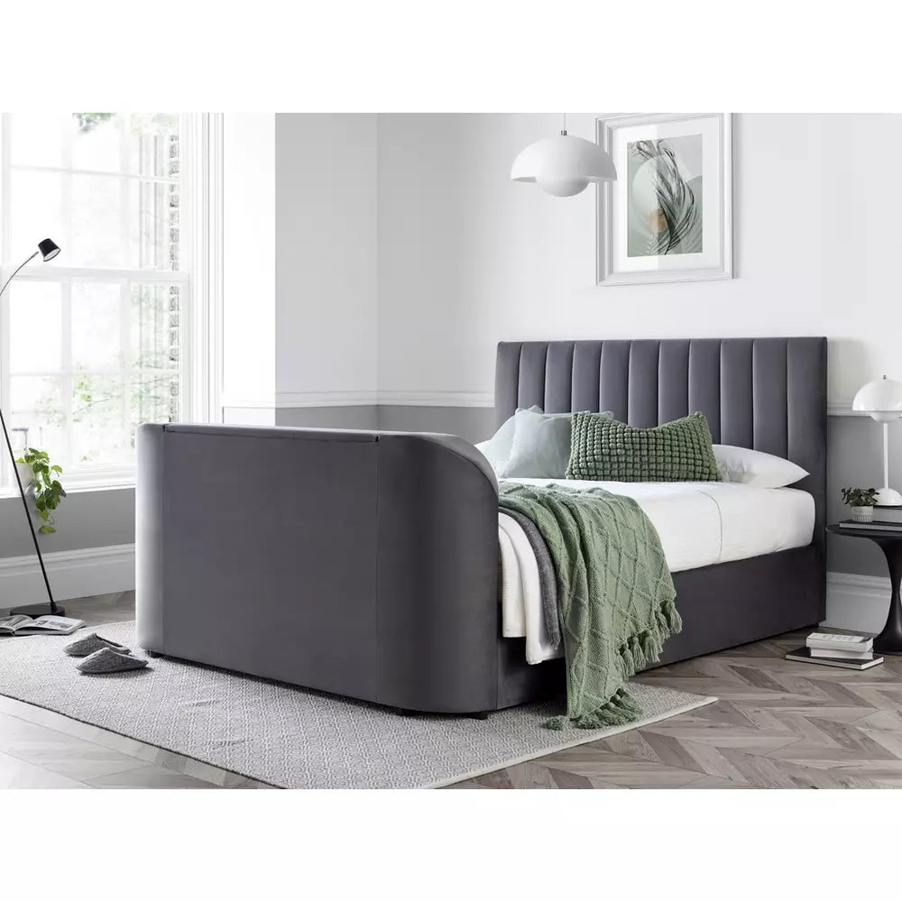 Smart TV Bed Sheldon Kingsize Ottoman TV Bed Frame - Grey