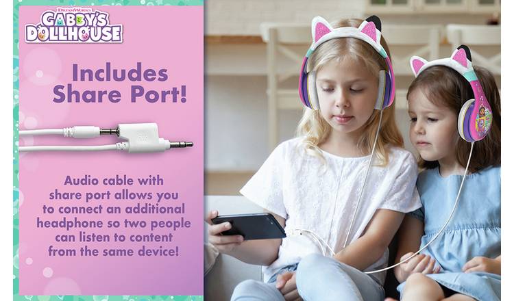 eKids Gabby's Dollhouse Kids Bluetooth Headphones