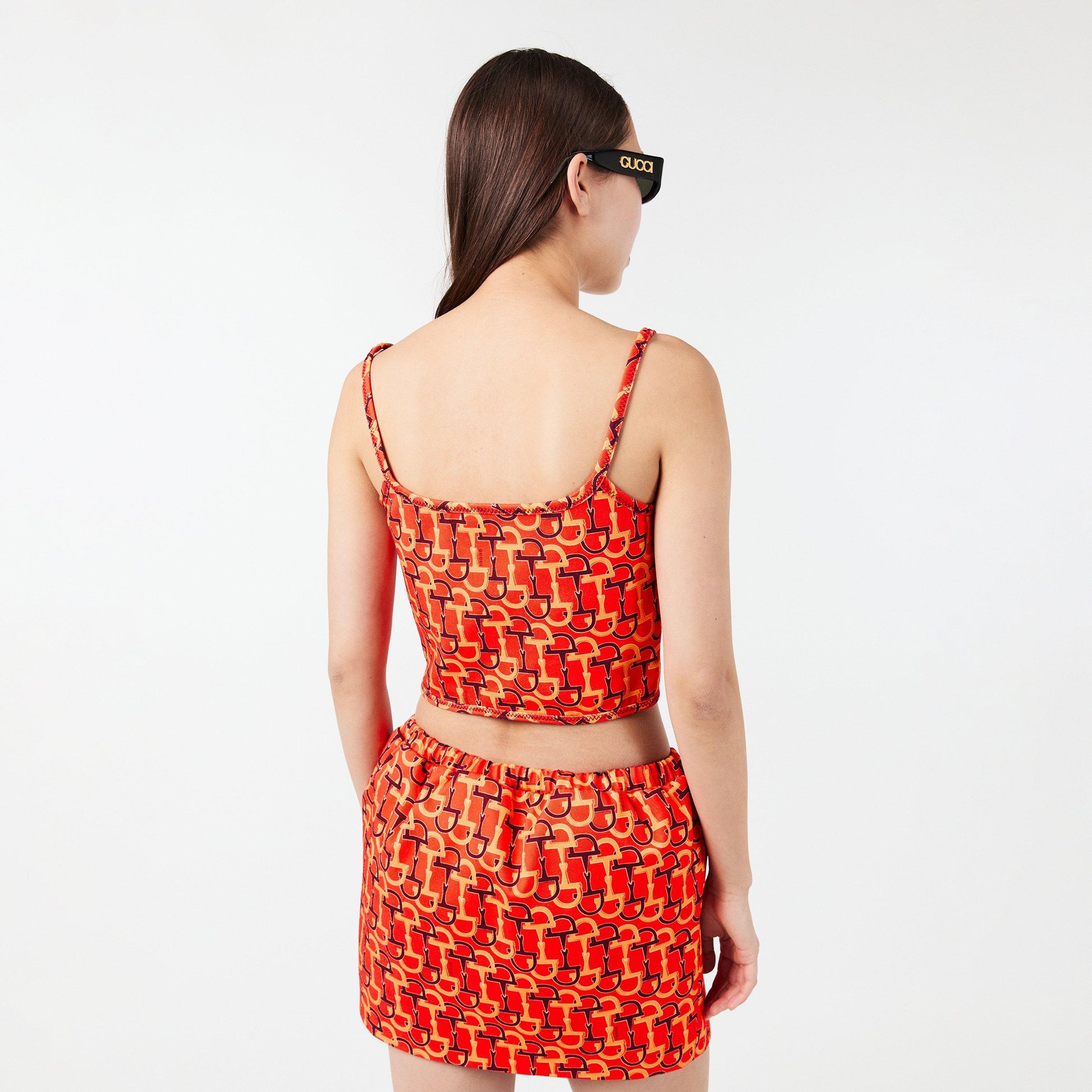 Gucci Cropped Printed Cotton-Twill Top