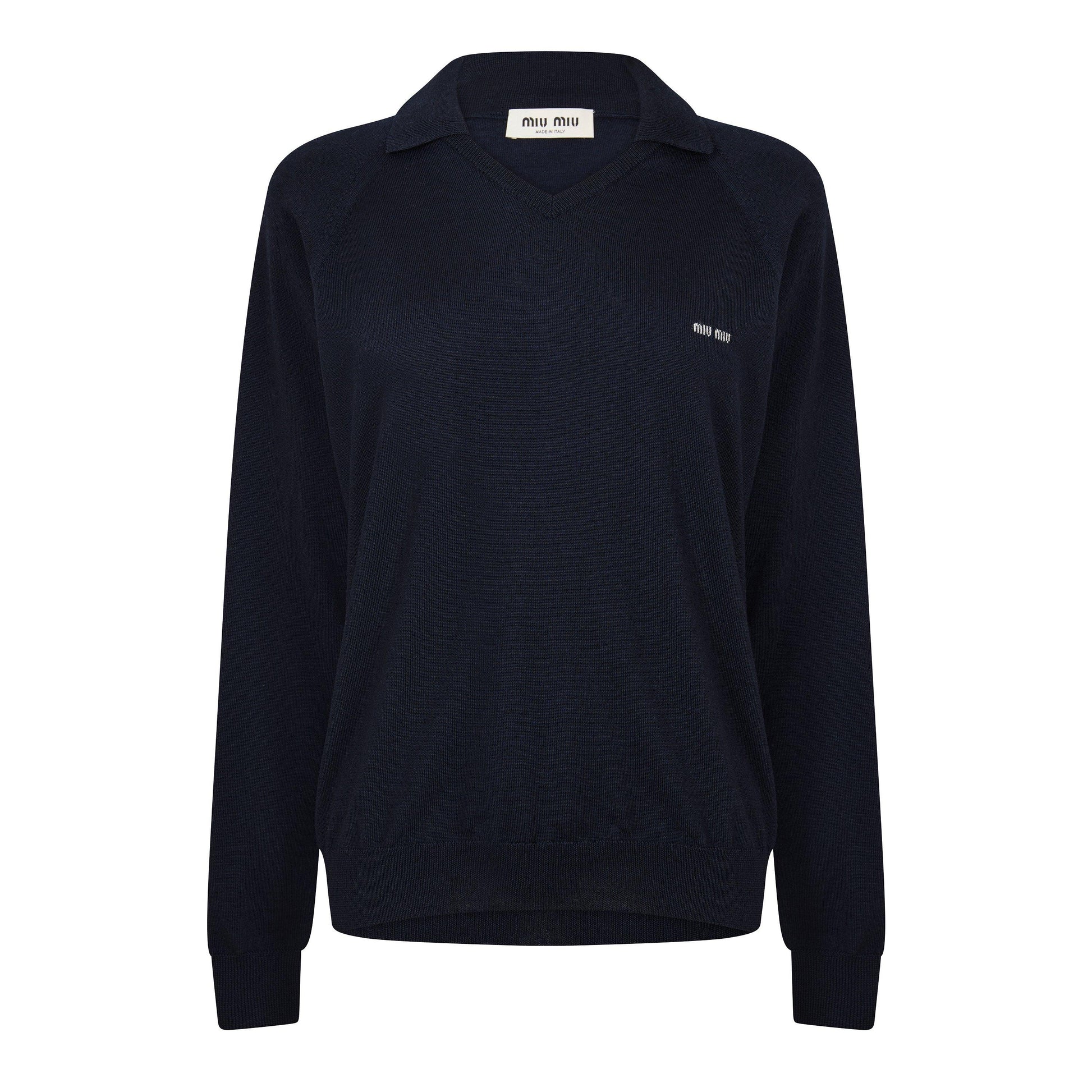 Miu Miu Women's Knitted Long Sleeve Polo Shirt