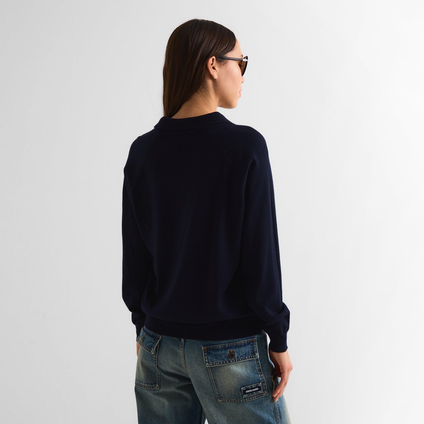 Miu Miu Women's Knitted Long Sleeve Polo Shirt