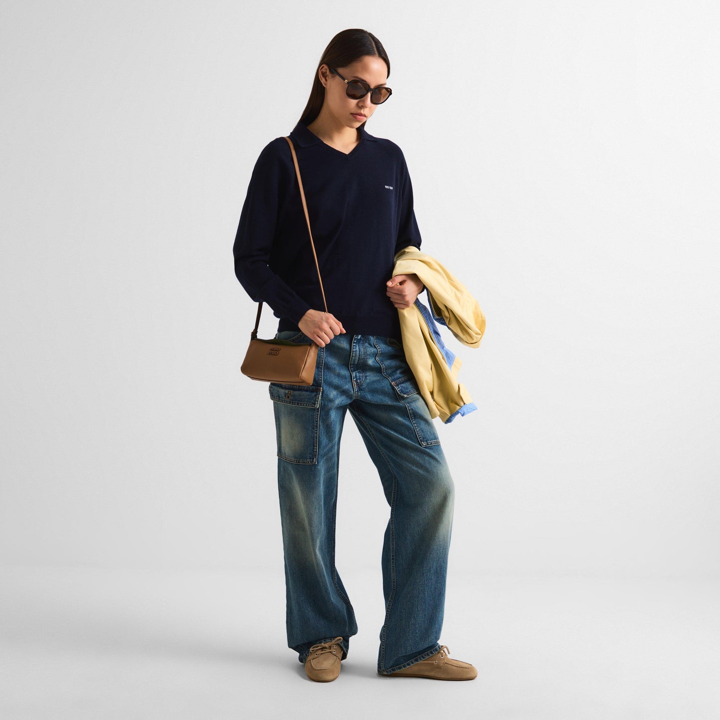Miu Miu Women's Knitted Long Sleeve Polo Shirt