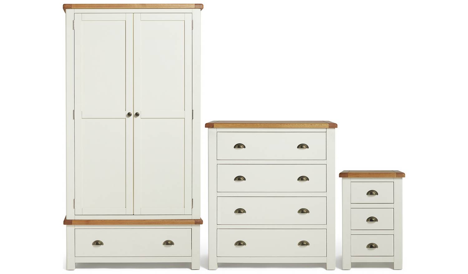 Argos Home Kent 3 Piece 2 Door Wardrobe Set - Cream and Oak