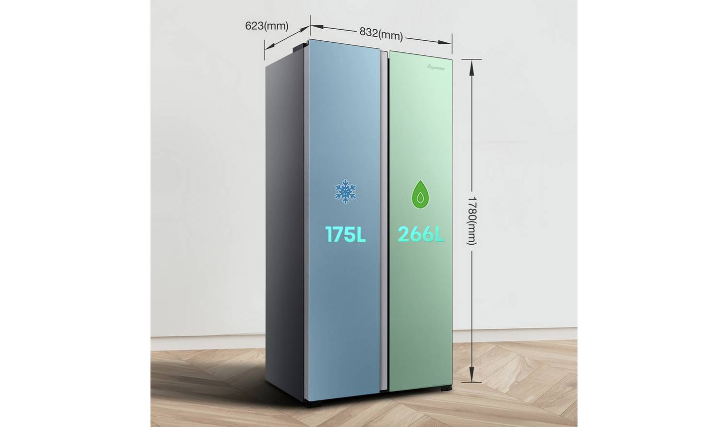 Fridgemaster MS83430ES American Fridge Freezer - Silver