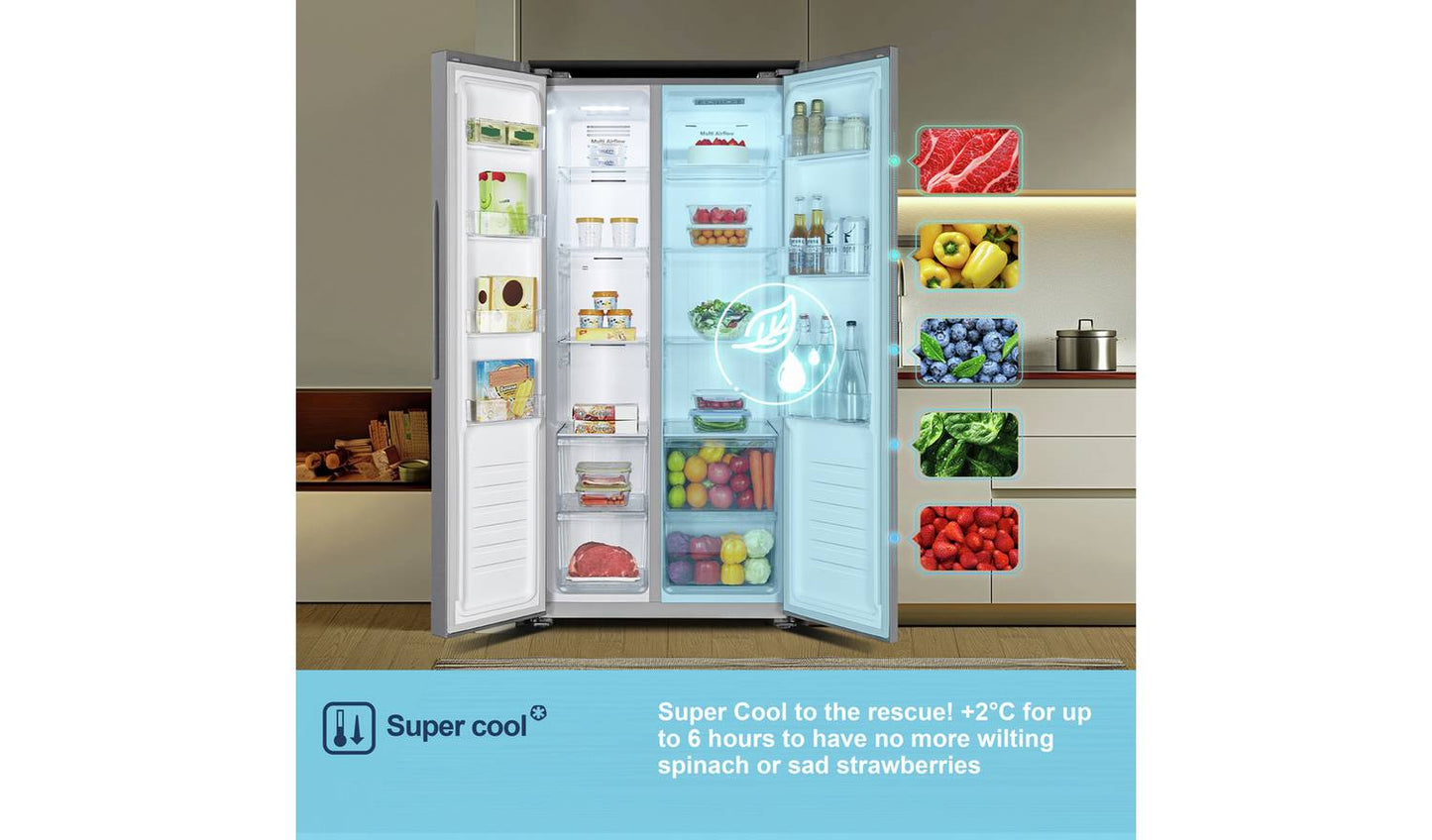 Fridgemaster MS83430ES American Fridge Freezer - Silver