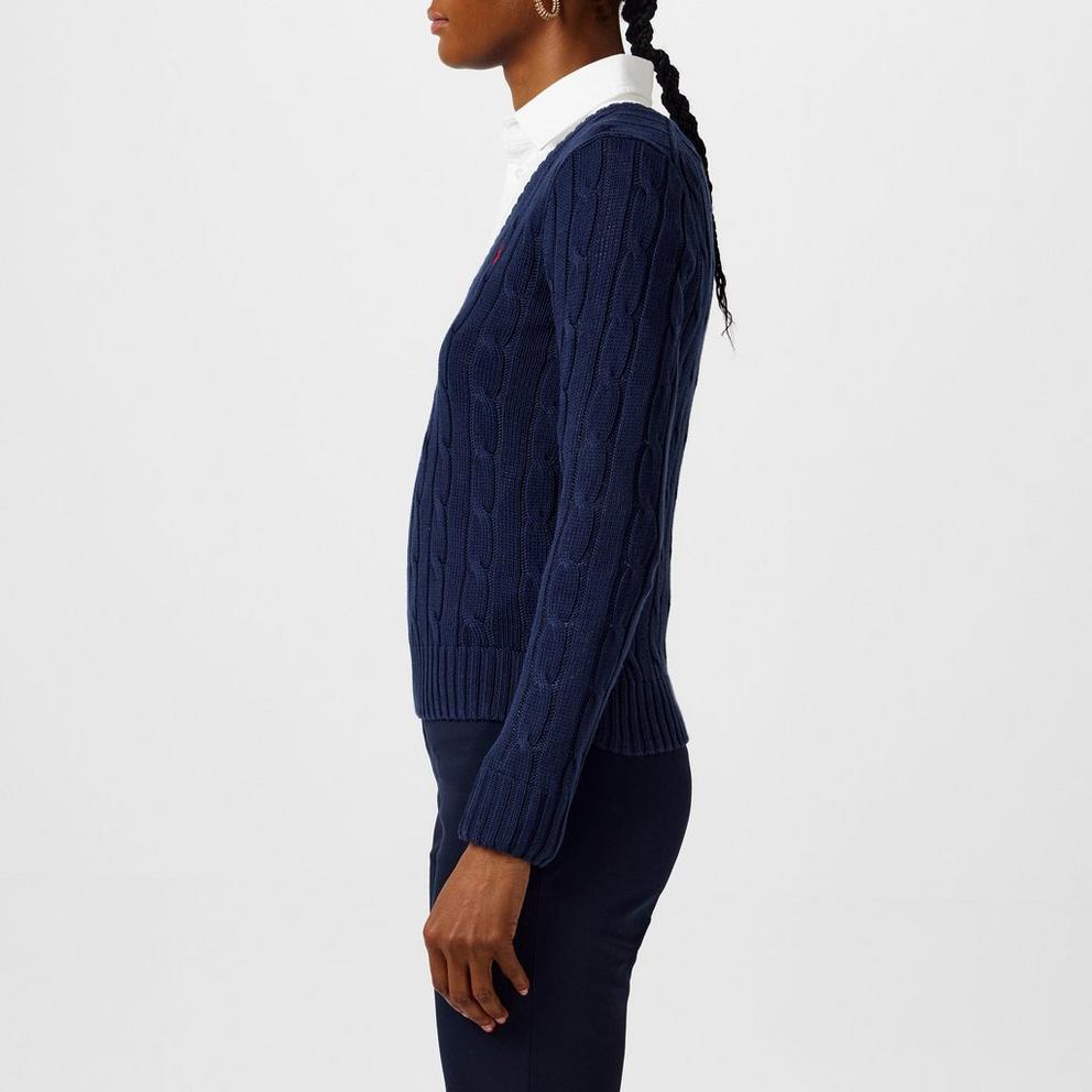 Women's Cable-Knit V-neck Jumper