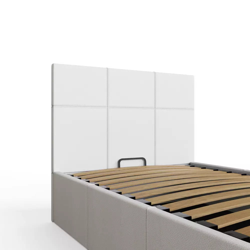GFW End Lift Single Faux Leather Ottoman Bed - White