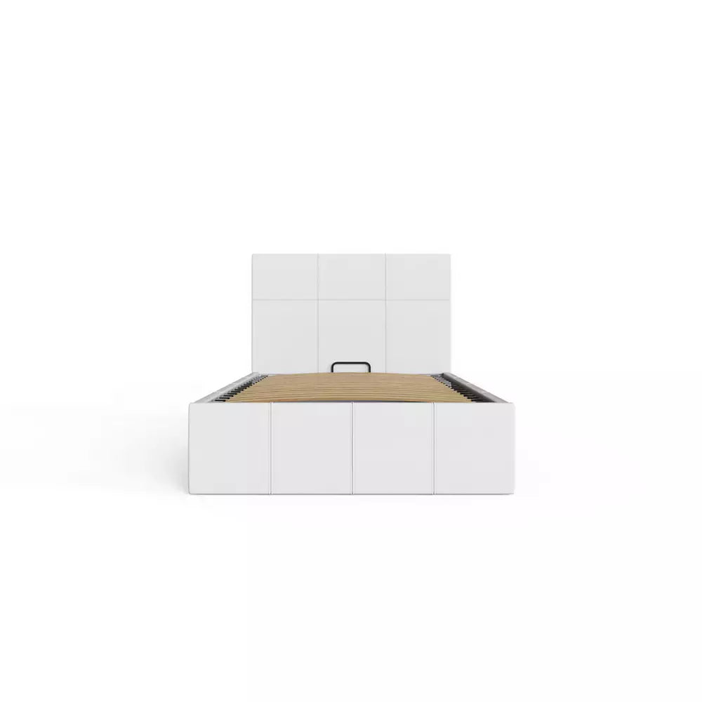 GFW End Lift Single Faux Leather Ottoman Bed - White