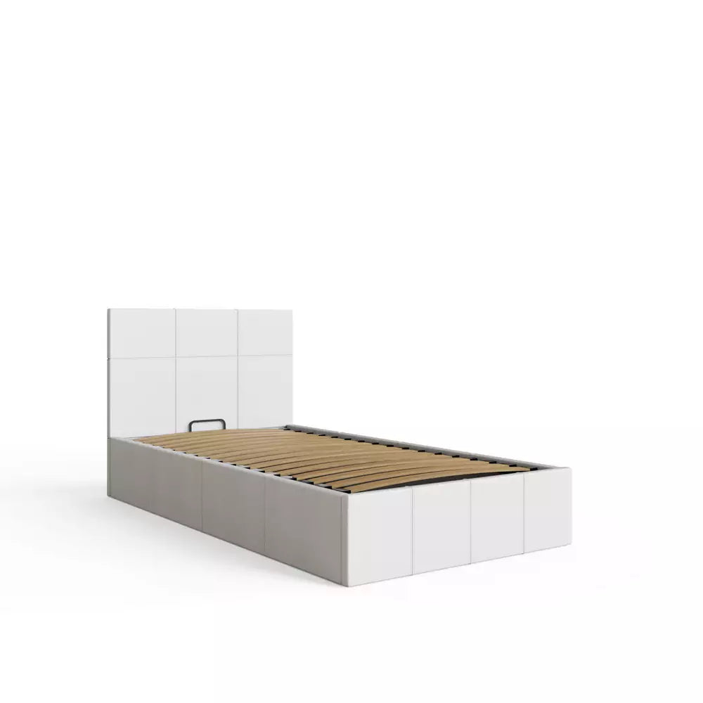 GFW End Lift Single Faux Leather Ottoman Bed - White