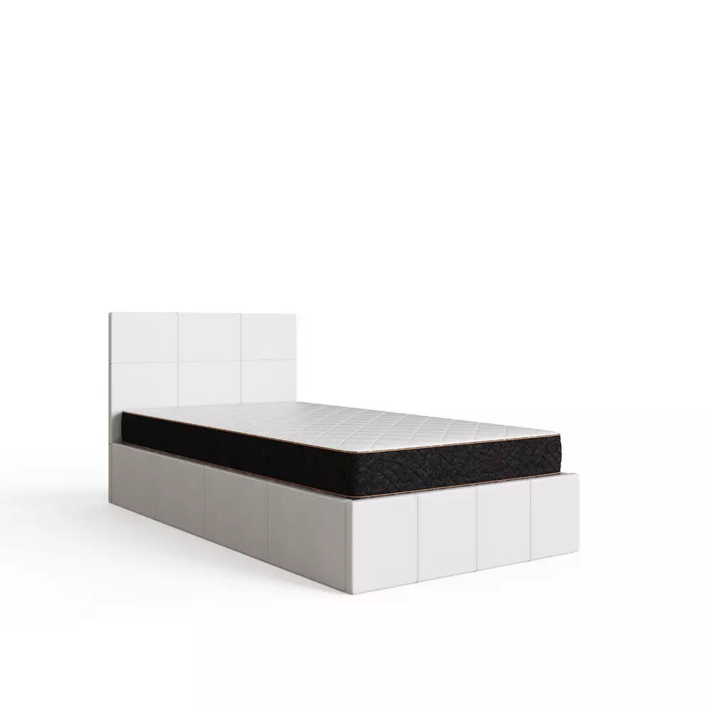 GFW End Lift Single Faux Leather Ottoman Bed - White