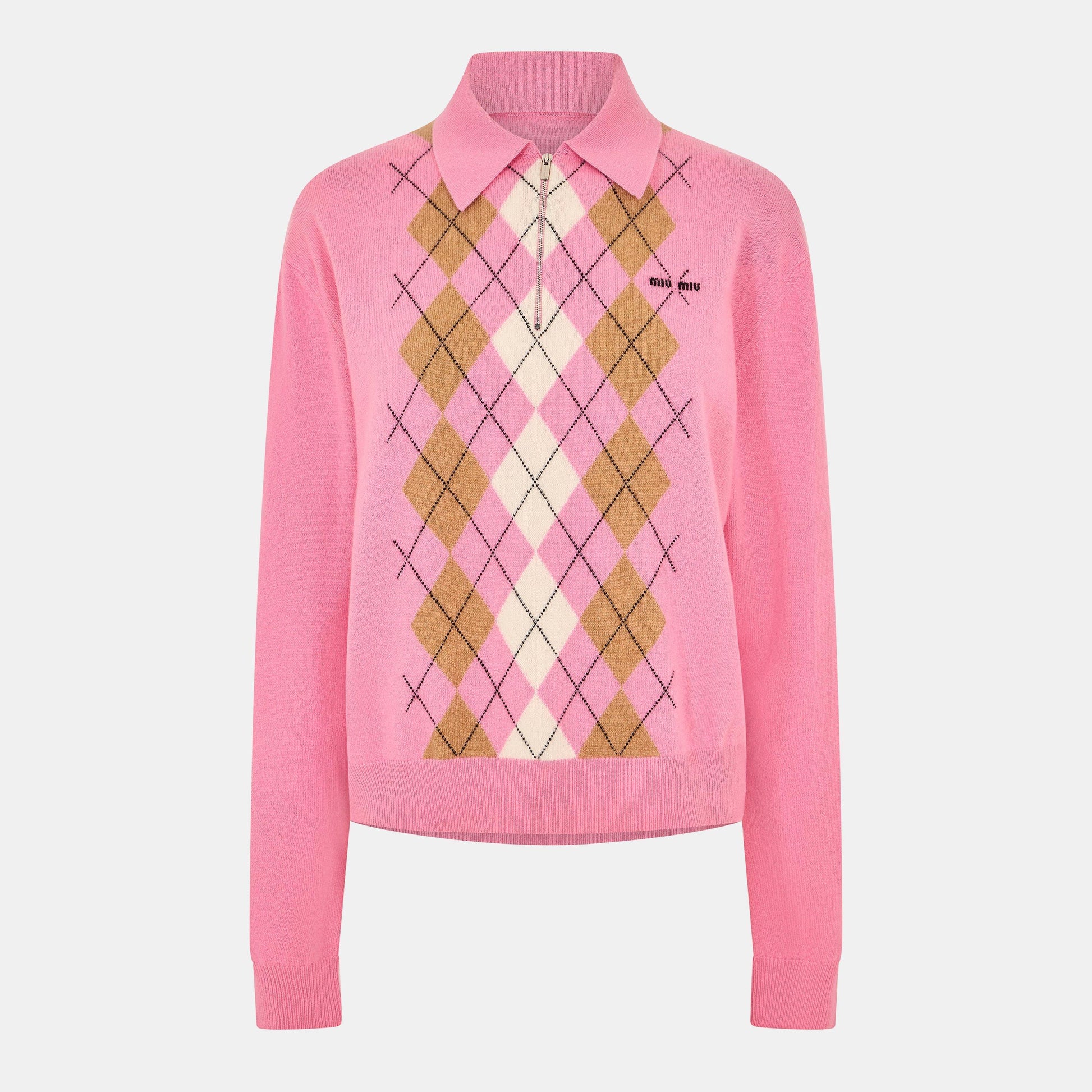 Miu Miu Women's Cashmere Argyle Crew Neck Jumper