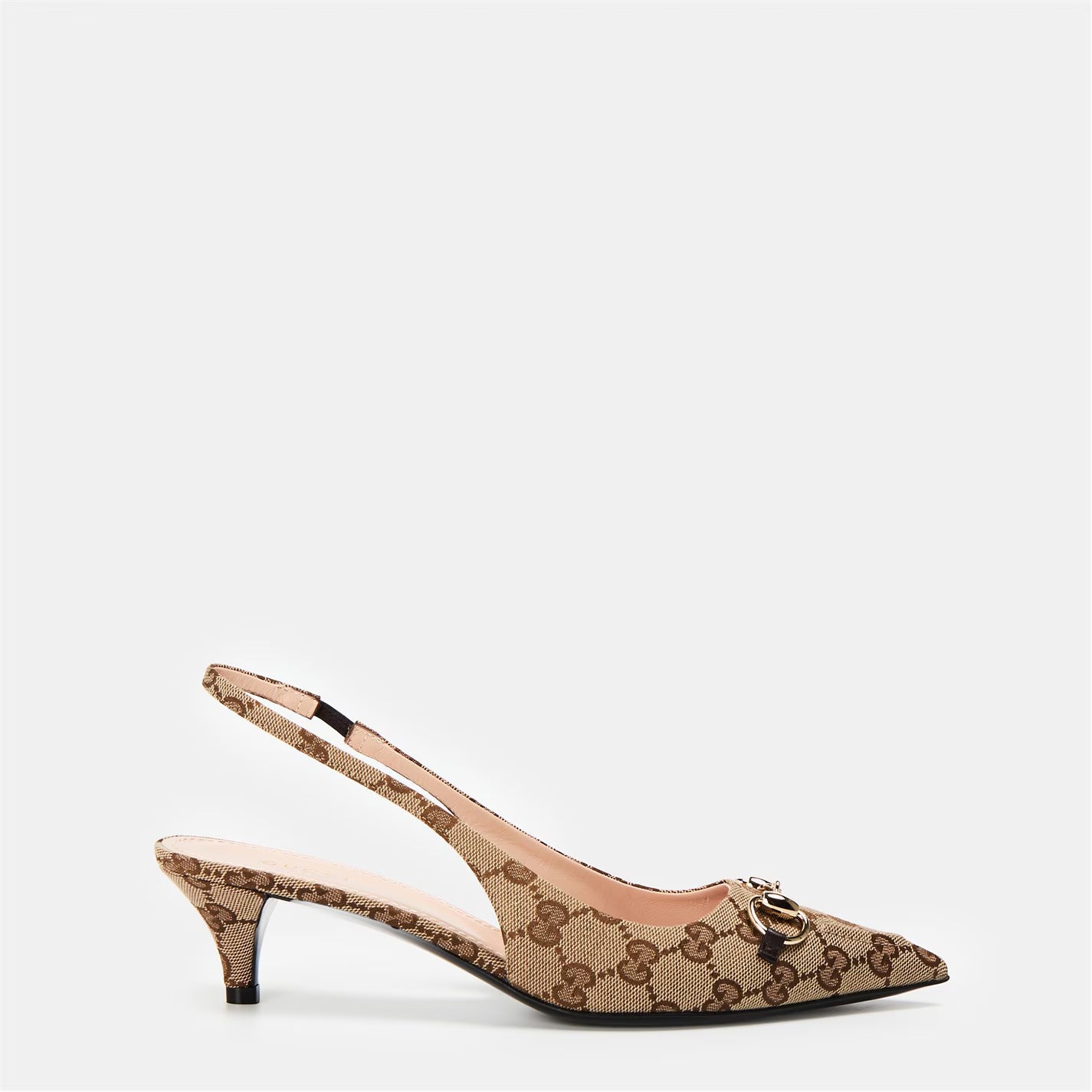 Women's Motif Canvas Horsebit Sling Pumps