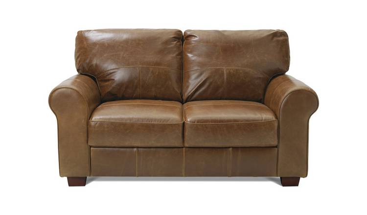 Argos Home Salisbury Leather 2 Seater Sofa - Tan
