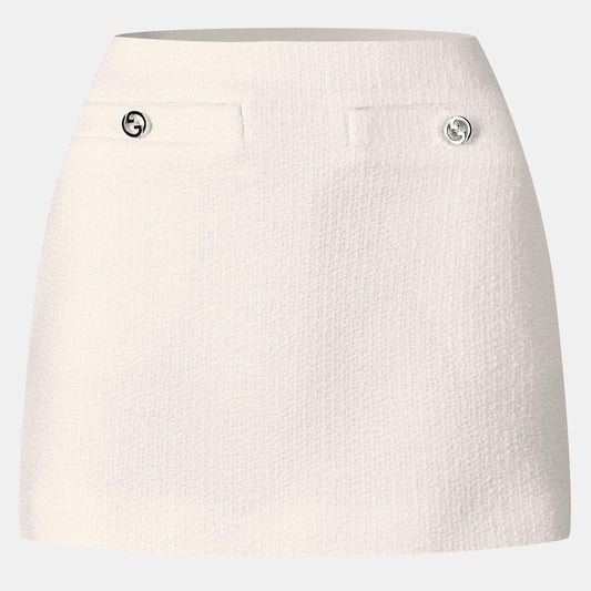 Gucci Interlocking G Wool Blend Boucle Miniskirt