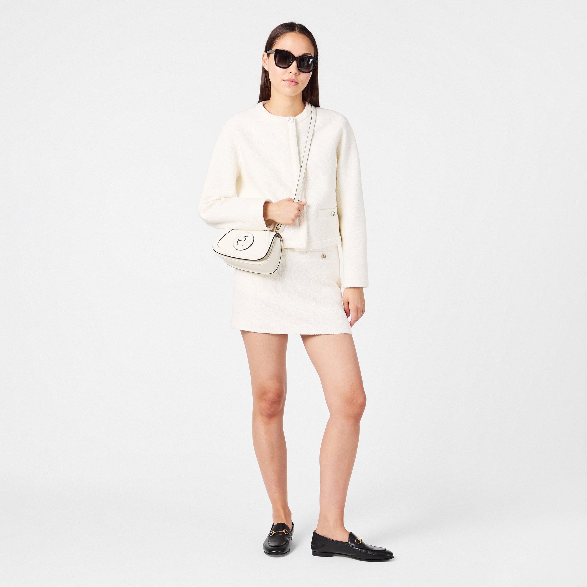 Gucci Interlocking G Wool Blend Boucle Miniskirt