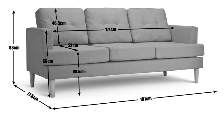 Habitat Joshua Fabric 3 Seater Sofa - Charcoal