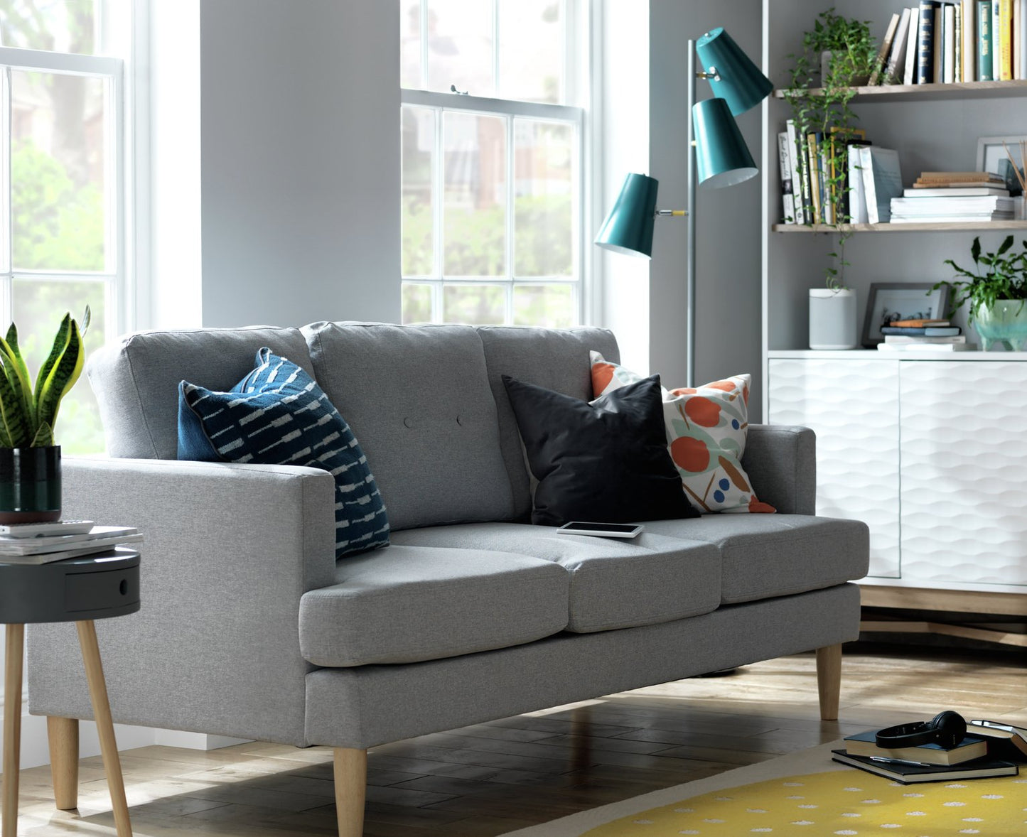 Habitat Joshua Fabric 3 Seater Sofa - Charcoal
