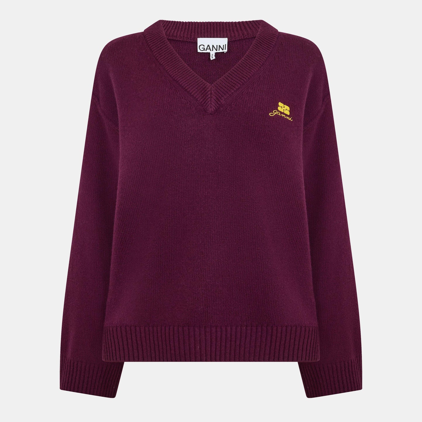 Ganni Women's Wool Mix V-Neck Jumper
