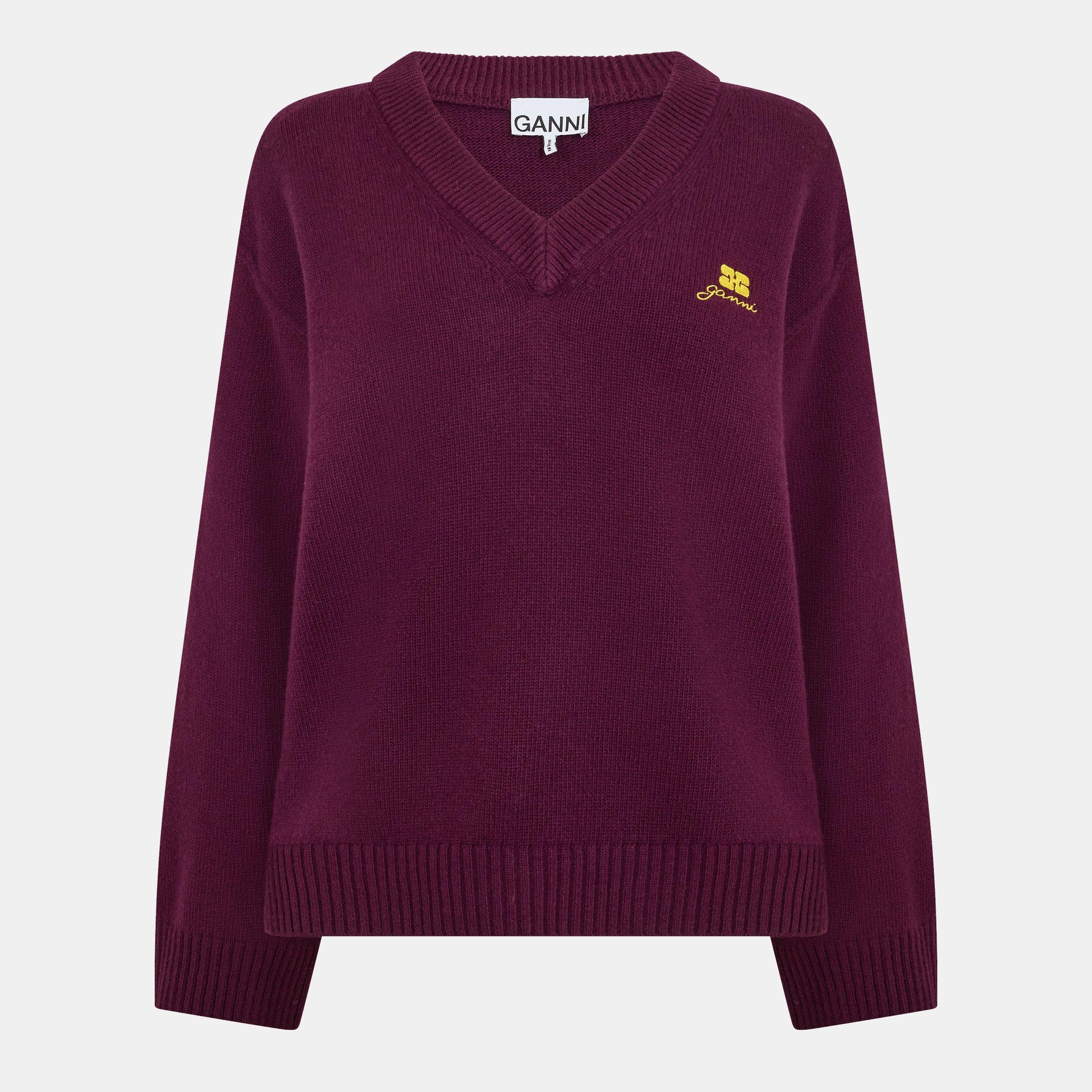 Ganni Women's Wool Mix V-Neck Jumper