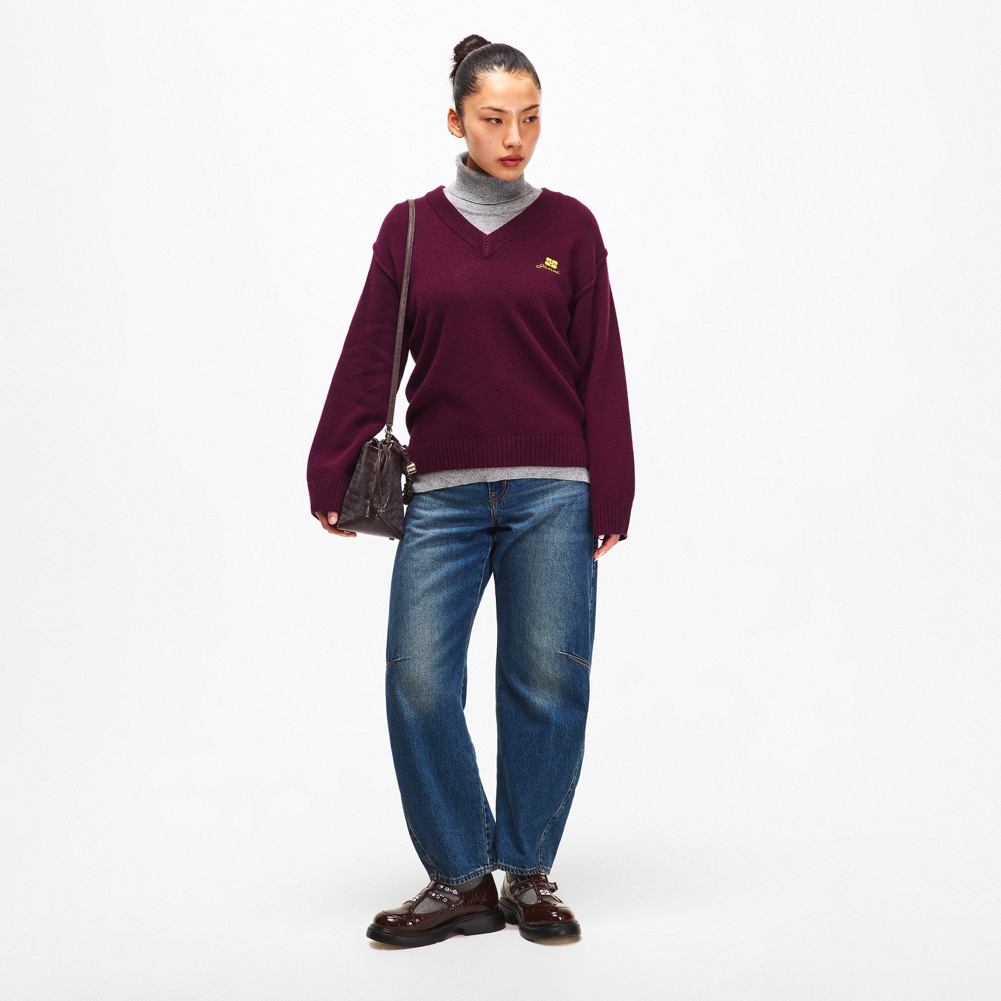 Ganni Women's Wool Mix V-Neck Jumper
