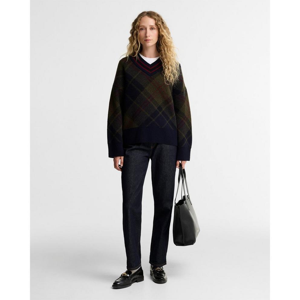 Barbour Women's Shae Fine-Knit Wool Long-Sleeve V-Neck Jumper