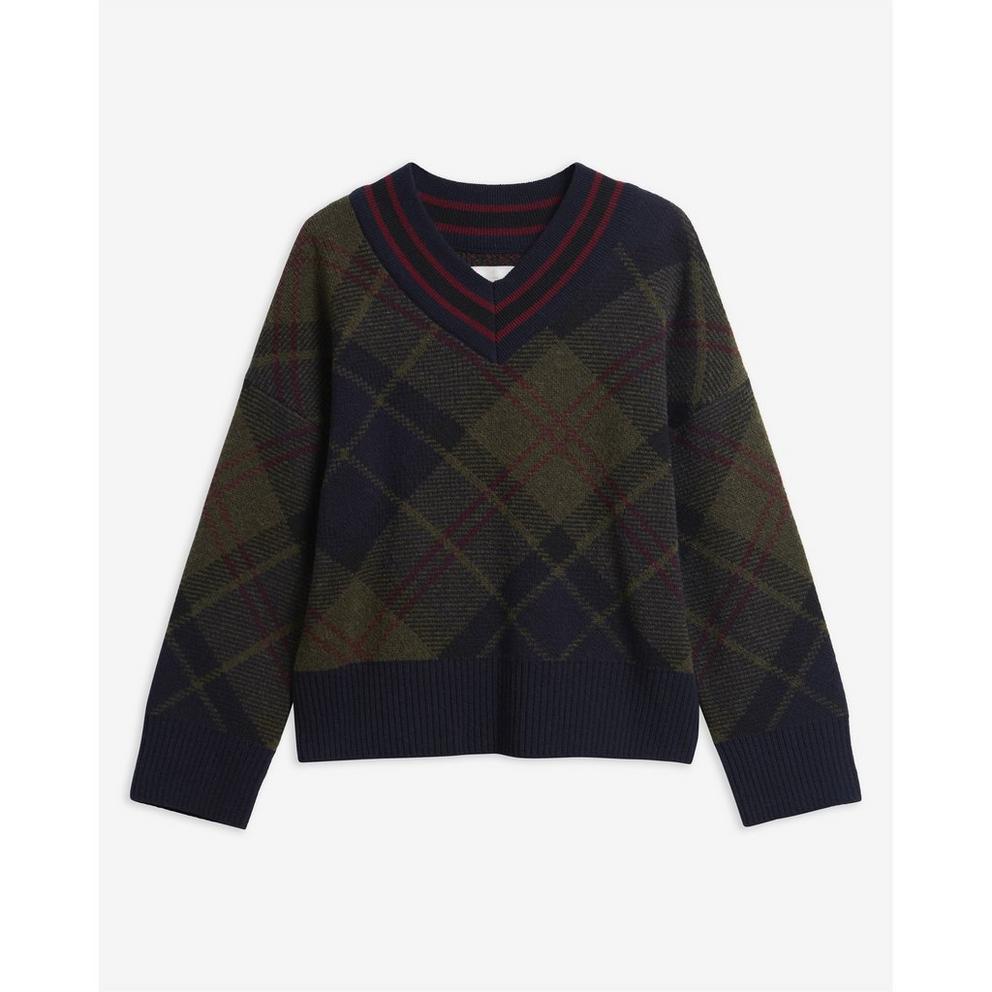 Barbour Women's Shae Fine-Knit Wool Long-Sleeve V-Neck Jumper