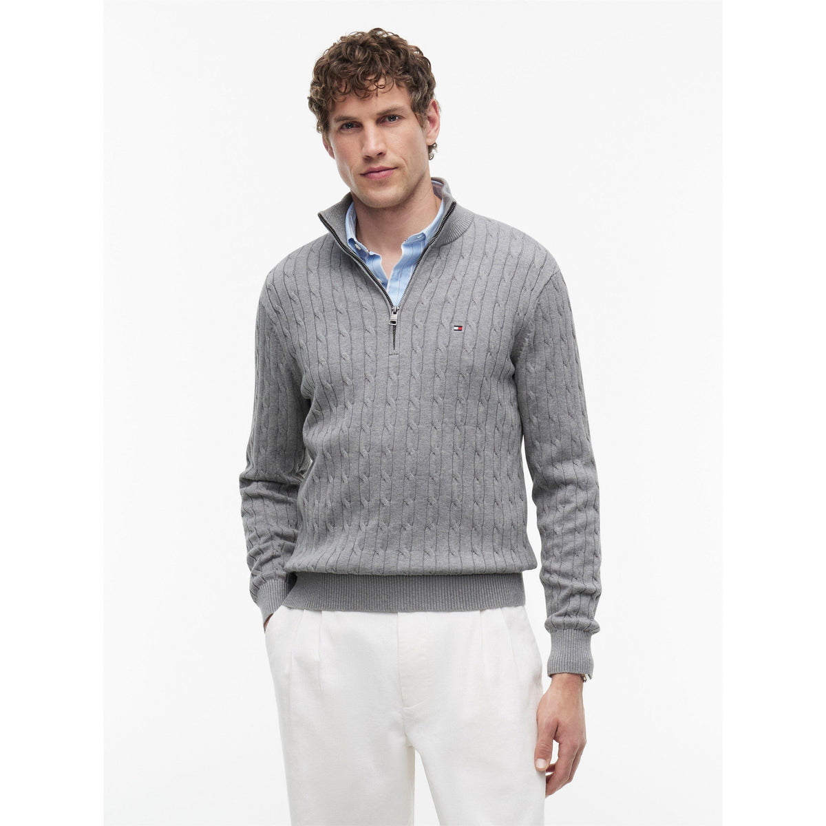 Tommy Hilfiger Classic Cotton Cable Zip Mock