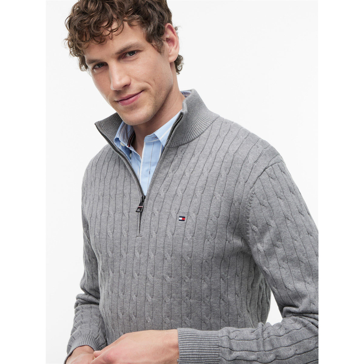 Tommy Hilfiger Classic Cotton Cable Zip Mock