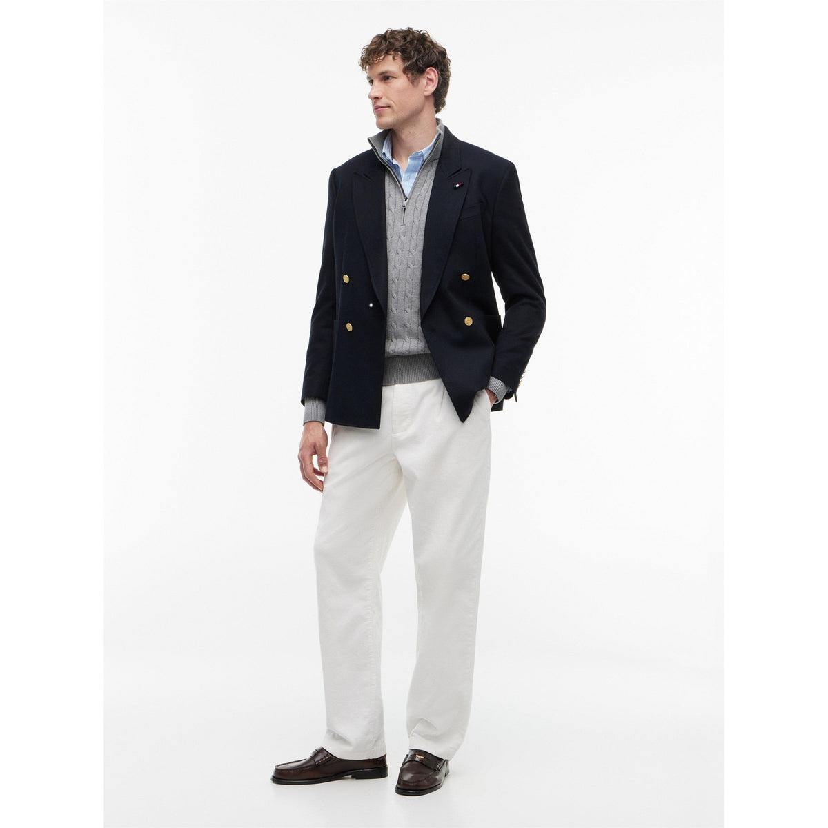 Tommy Hilfiger Classic Cotton Cable Zip Mock
