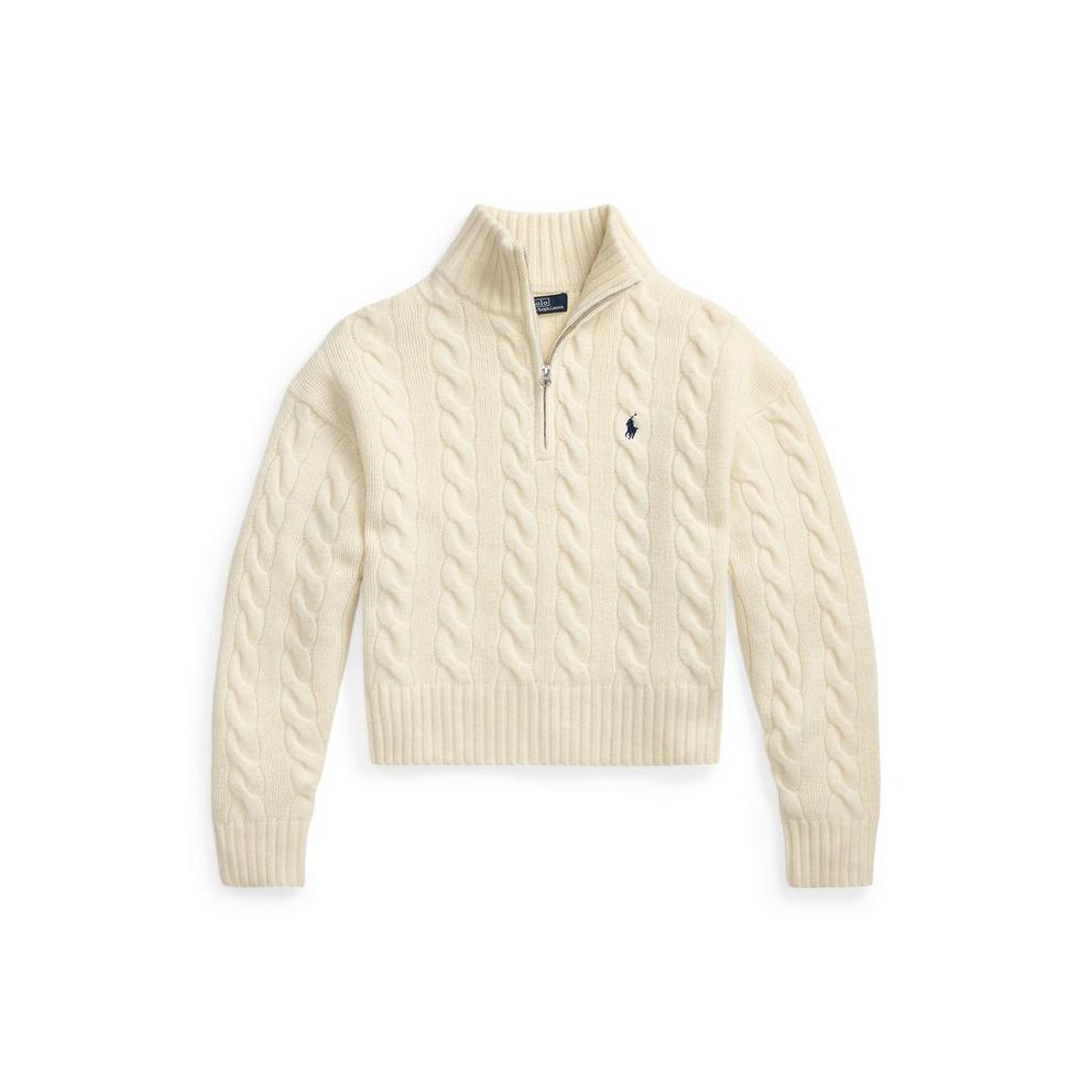 Polo Ralph Lauren Women's 1/4-Zip Cable-Knit Wool Cashmere Top
