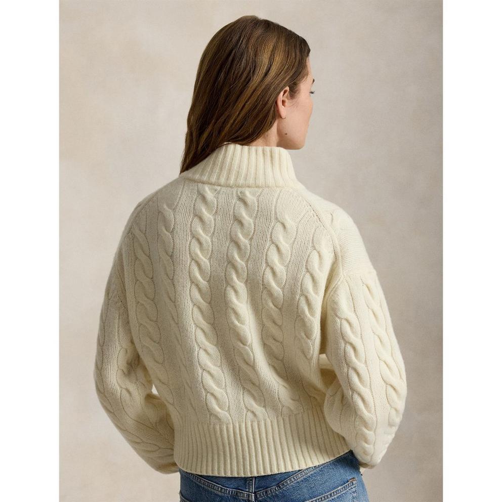 Polo Ralph Lauren Women's 1/4-Zip Cable-Knit Wool Cashmere Top