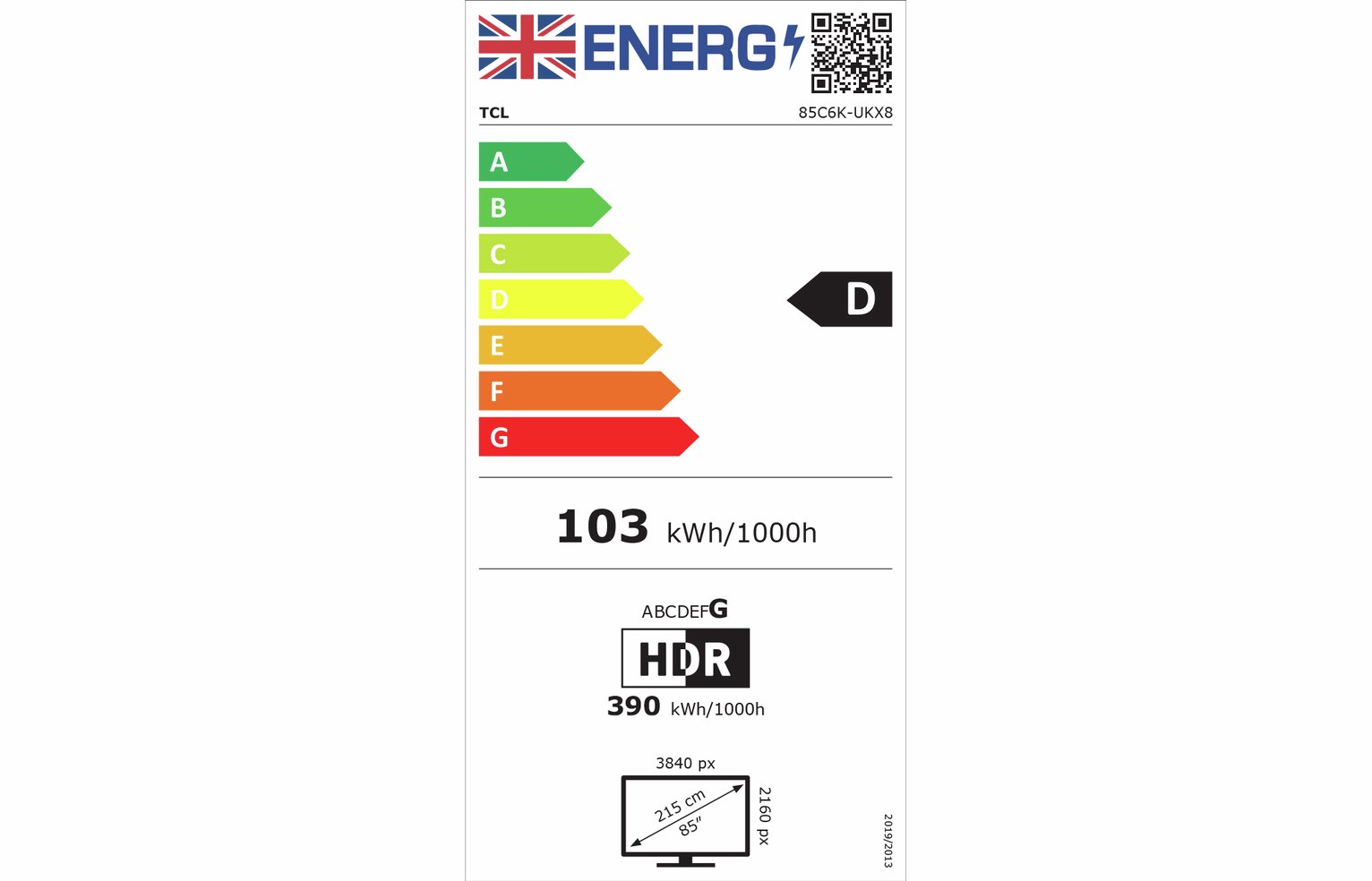 TCL 85 Inch 85C6K Smart 4K HDR QD Mini-Led Google TV
