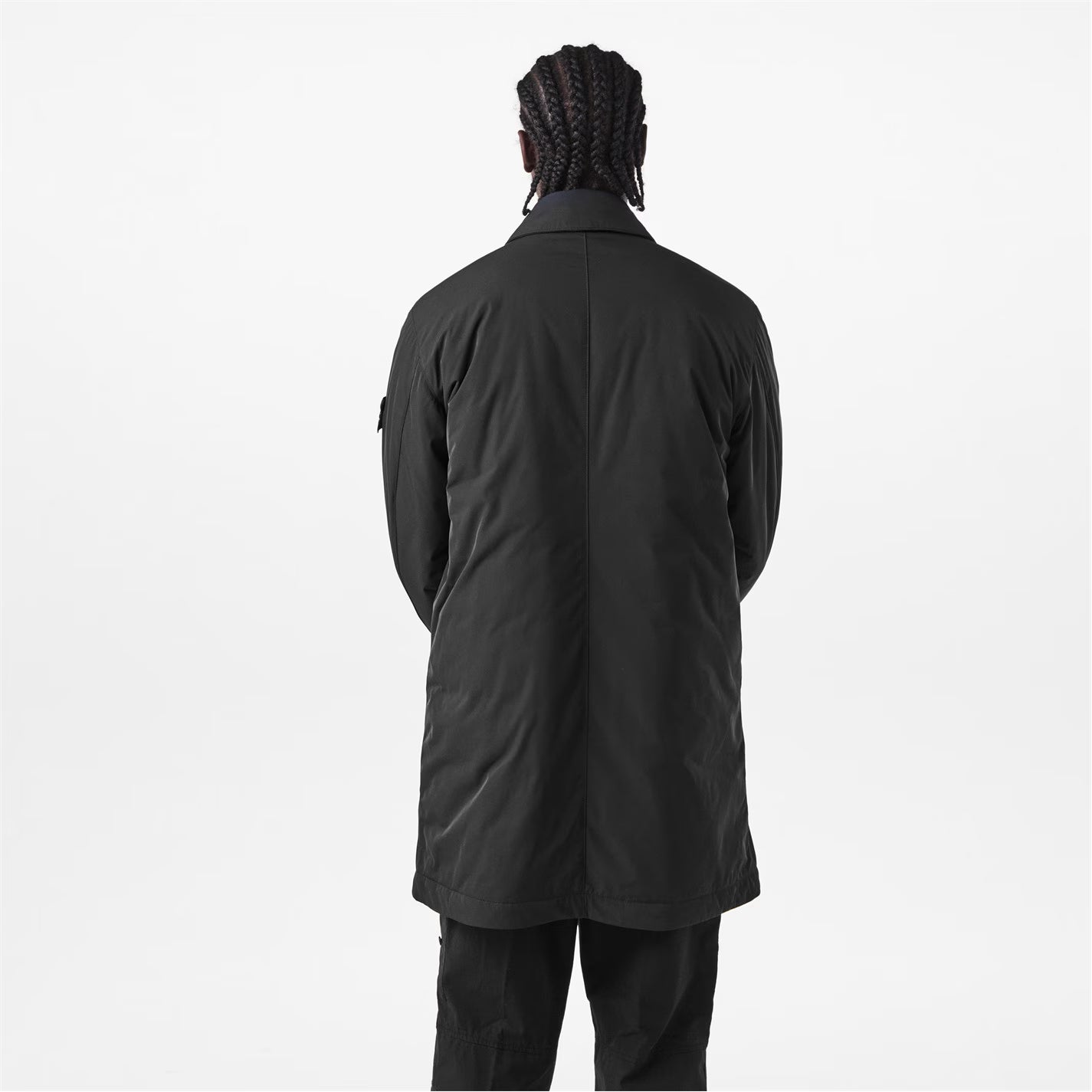 Men's Micro Twill Long Sleeve Thigh Length Trench Overcoat