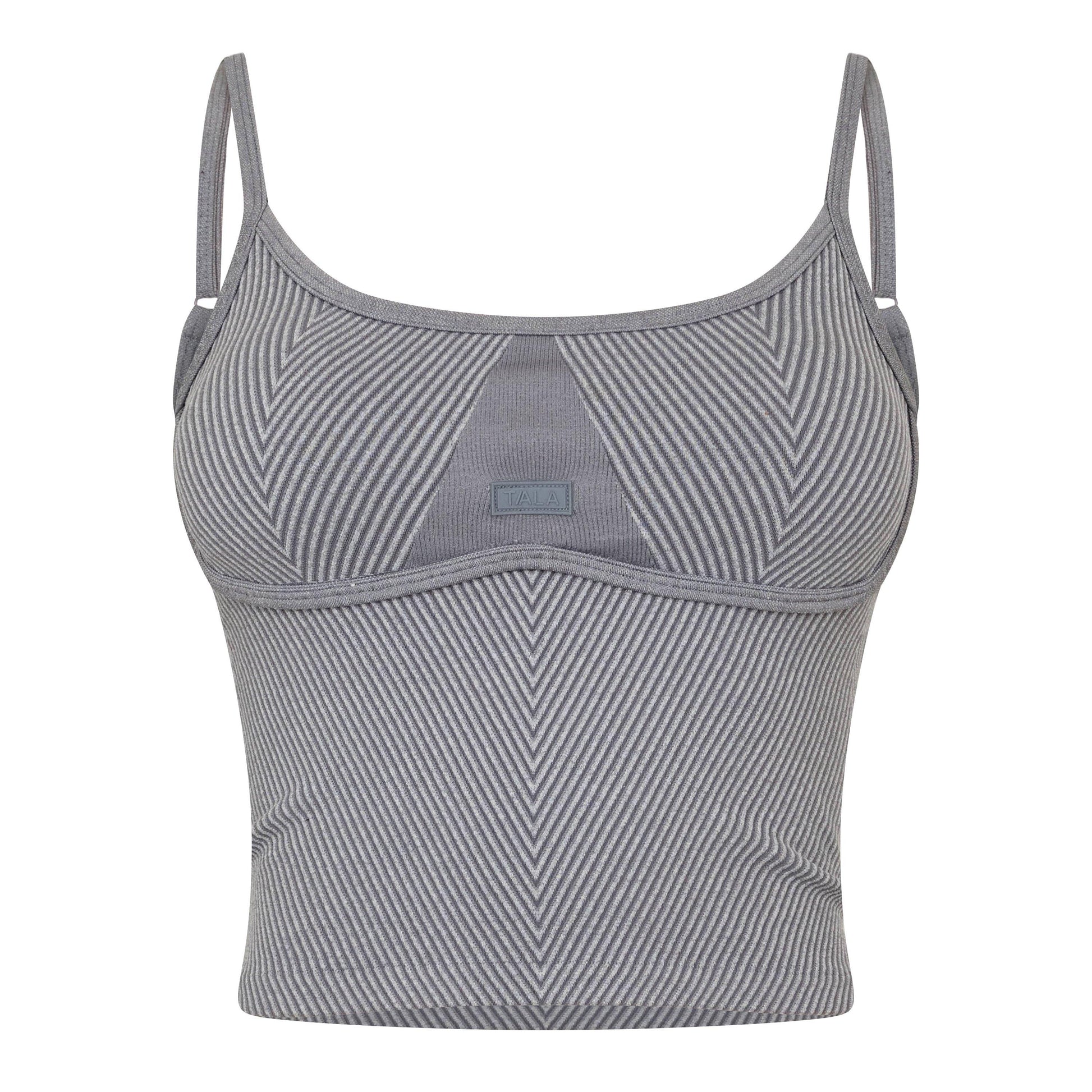 TALA SCULPT SEAMLESS CONTRAST RIB VEST VINTAGE GREY