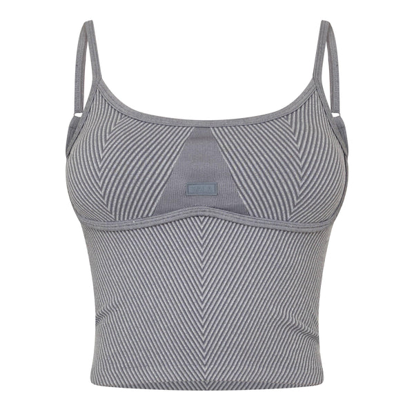 TALA SCULPT SEAMLESS CONTRAST RIB VEST VINTAGE GREY