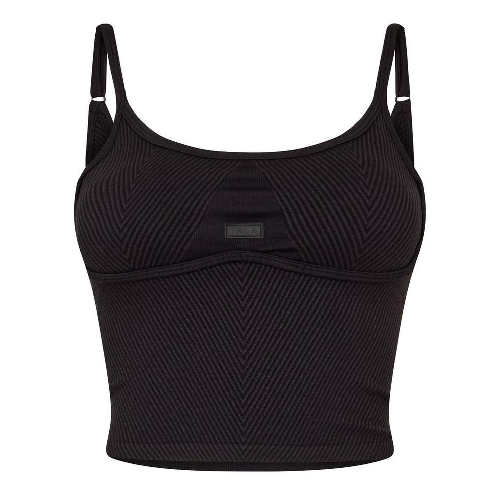 TALA SCULPT SEAMLESS CONTRAST RIB VEST VINTAGE GREY