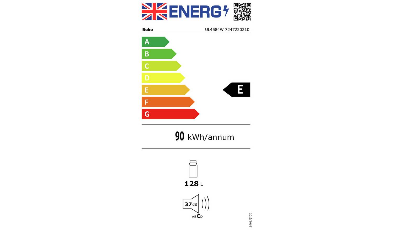 Beko UL4584W Under Counter Fridge - White
