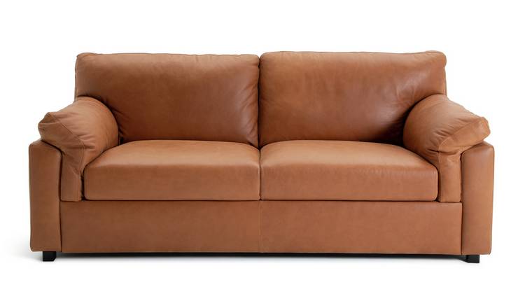 Habitat Florence Leather 3 Seater Sofa - Tan