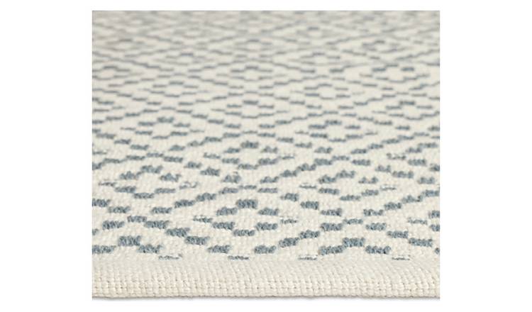 Habitat Modern Country Diamond Blue Flatweave Rug -120x170cm