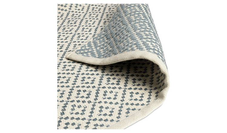 Habitat Modern Country Diamond Blue Flatweave Rug -120x170cm