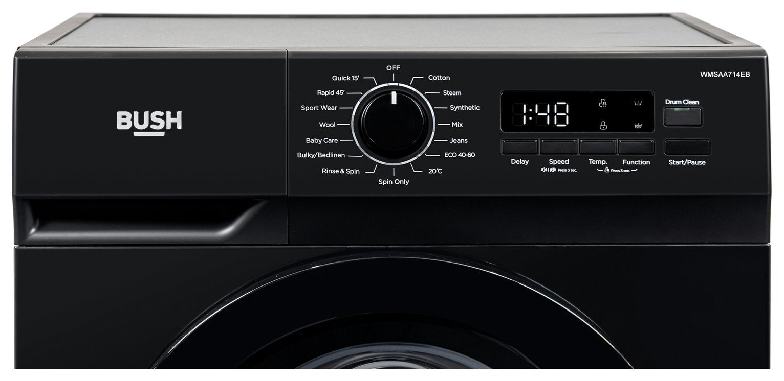 Bush WMSAA714EB 7KG 1400 Spin Washing Machine - Black