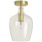 Habitat Abas Glass Flush to Ceiling Light - Satin Brass