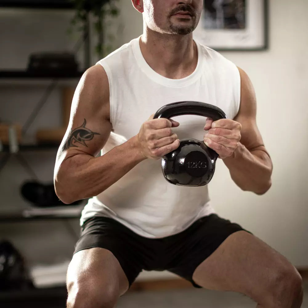 Pro Fitness Cast Iron 12kg Kettlebell - Black