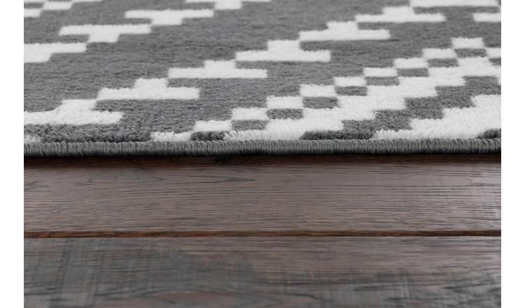 Habitat Global Geometric Grey Cut Pile Rug - 120x170cm