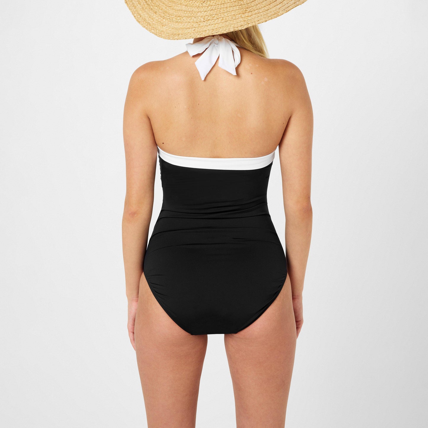 Lauren by Ralph Lauren Shirred Contrast Trim Swimsuit