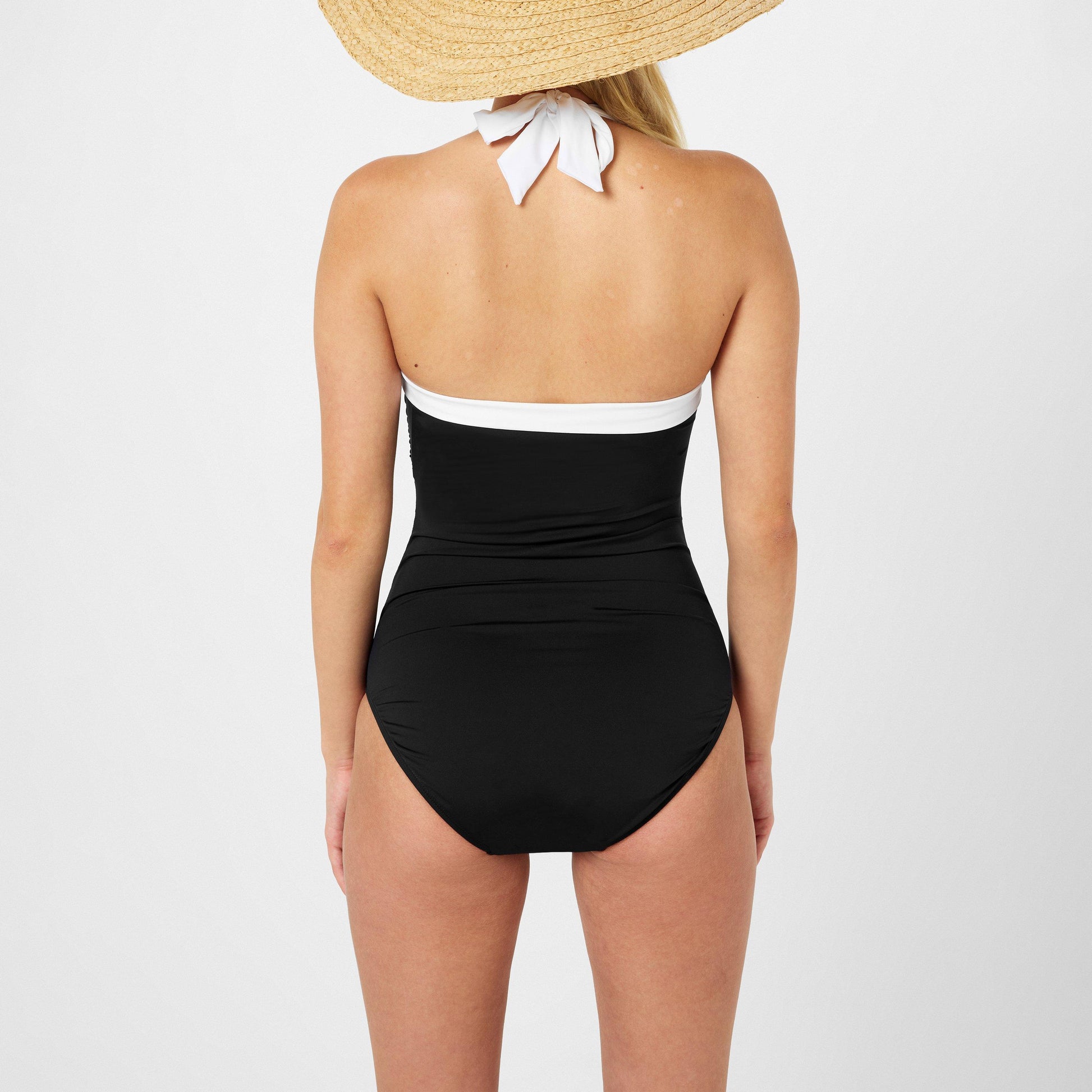 Lauren by Ralph Lauren Shirred Contrast Trim Swimsuit