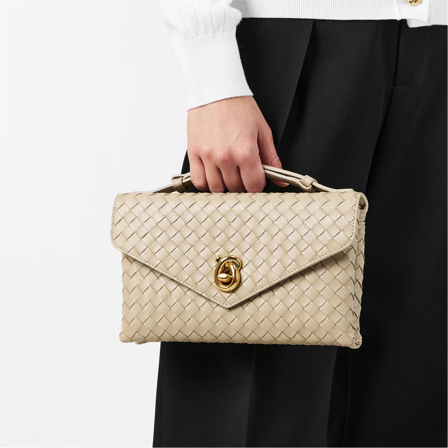 Knot Lock Leather Crossbody Bag