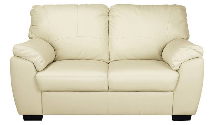 Argos Home Milano Leather 2 Seater Sofa - Ivory